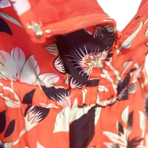 J. Crew Dress Size 2 Dark Peach Floral Sleeveless Adjustable‎ Straps Pockets - Picture 6 of 8